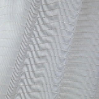 Tide 3D Jacquard Horizontal Striped Grid Light Gray Sheer Curtain