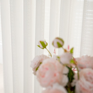 Sakura Hollowed Stripes Ivory White Lace Sheer Curtain 3