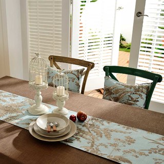 Fern and Flight French Country Blue and Brown Curtain 10