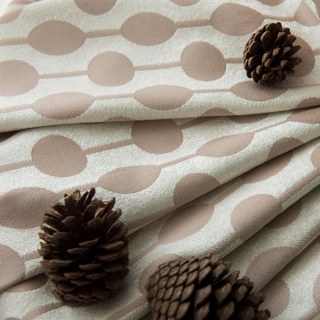 Beaded Lines Light Brown Dots and Stripes Mid Century Modern Chenille Curtain 13