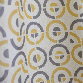 Circle of Life Modern Yellow & Gray Geometric Pattern Cotton Blend Curtain 4