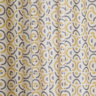 Circle of Life Modern Yellow & Gray Geometric Pattern Cotton Blend Curtain 6