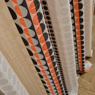 Obsessed with Polka Dots Mid Century Modern 3D Jacquard Orange Black Geometric Curtain 5