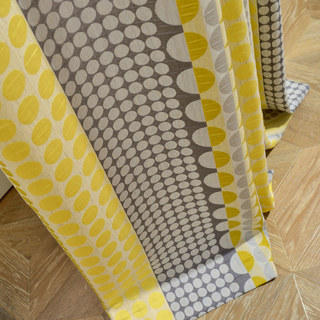 Obsessed with Polka Dots Mid Century Modern 3D Jacquard Yellow Charcoal Gray Geometric Curtain 9