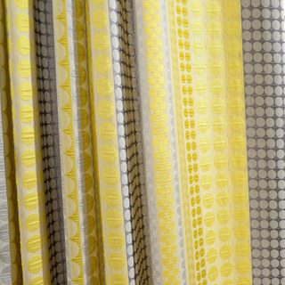 Obsessed with Polka Dots Mid Century Modern 3D Jacquard Yellow Charcoal Gray Geometric Curtain 8