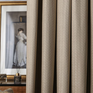 Scandinavian Basketweave Textured Mocha Light Brown Velvet Blackout Curtains 4