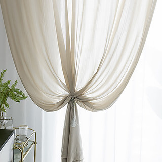 Sundance Textured Striped Beige Light Mocha Sheer Curtain 4