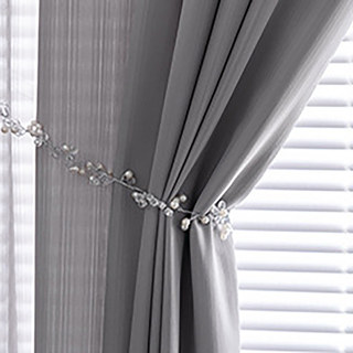 Sundance Textured Striped Gray Light Charcoal Sheer Curtain 4