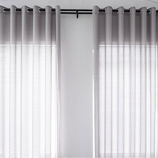 Sundance Textured Striped Gray Light Charcoal Sheer Curtain 3