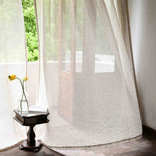 Zen Garden 100% Pure Flax Linen Natural Color Sheer Curtain 13