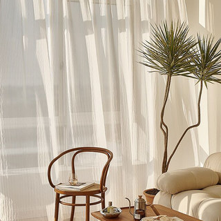 Ethereal Crinkle Crushed Rippling Heavy White Sheer Curtain 3