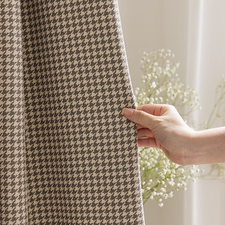 Houndstooth Patterned Taupe Blackout Curtain 6