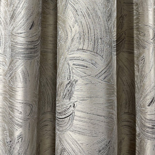 Brushscape Abstract Cream Champagne Curtain with Metallic Sheen 5
