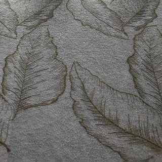 Gold Leaves Embroidered Gray Mesh Net Curtain 9