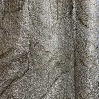 Gold Leaves Embroidered Gray Mesh Net Curtain 7