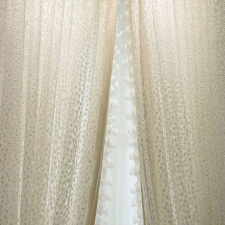 Summertime Embroidered Daisy White Sheer Curtain with Gold Details 7