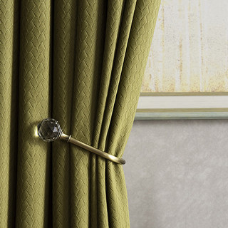 Scandinavian Basketweave Textured Olive Green Velvet Blackout Curtains 3