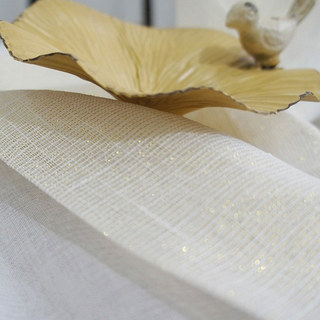 Subtle Gold-Strand Glittering Cream Sheer Curtain 7