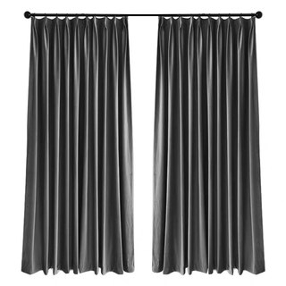 Fine Light Gray Velvet Curtain Drapes 3