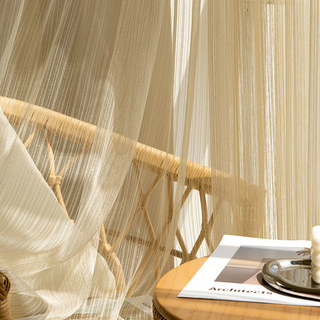 Moonlight Silver-Strand Cream Glittering Mesh Net Curtain 3