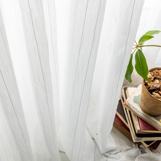 Scandinavian Striped White Cotton Sheer Curtain 3