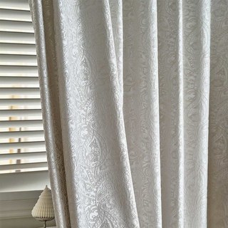 Enchanting Paisley Luxury Jacquard Damask Cream Blackout Curtain