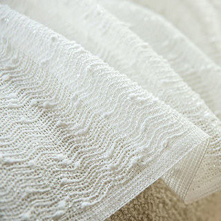 Ripple Wave Tweed Inspired White Glittery Sheer Curtain 6