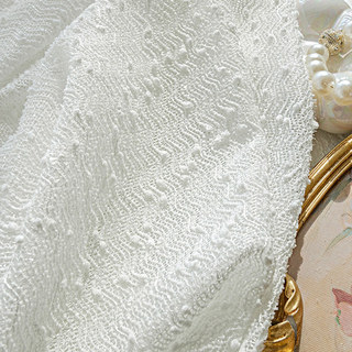 Ripple Wave Tweed Inspired White Glittery Sheer Curtain 7
