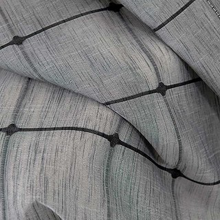 Pane Paradise Checked Grid Charcoal Gray Sheer Curtains 4