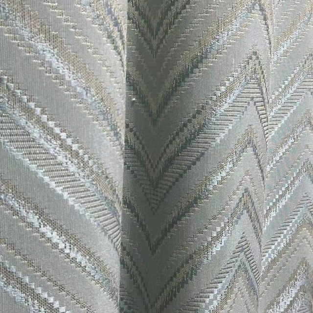 Chic Chevron Shimmer Duck Egg Blue Geometric Curtains 1