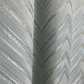 Chic Chevron Shimmer Duck Egg Blue Geometric Curtains