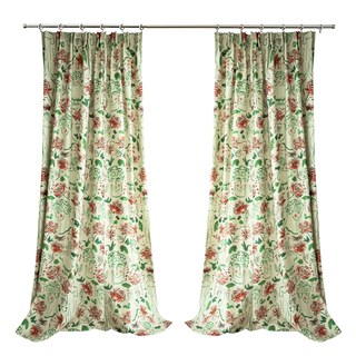 Head Over Roses Graffiti Red Green Floral Chenille Curtains 8