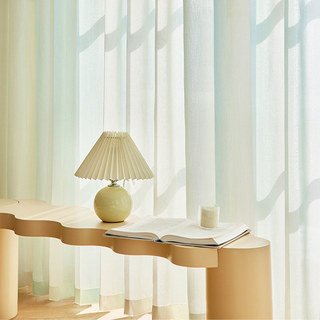 Paris Cascade Shimmering Green Lilac Gold Ombre Organza Sheer Curtain 5