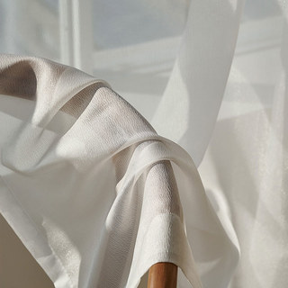 Sand Dune Textured Shimmering Brilliant White Sheer Curtain 2