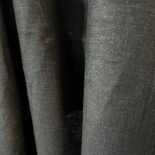 Shabby Chic Black 100% Flax Linen Curtains 3