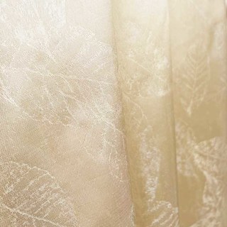 Shimmering Leaves Champagne Gold Organza Sheer Curtain 5