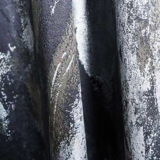 Dazzling Brushwork Luxury Jacquard Gray & Silver Abstract Curtain 4