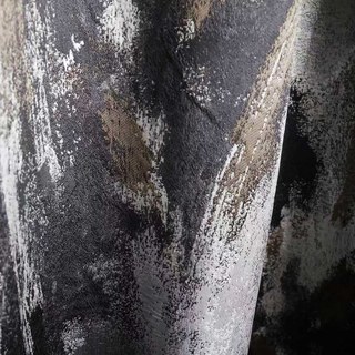 Dazzling Brushwork Luxury Jacquard Gray & Silver Abstract Curtain 3
