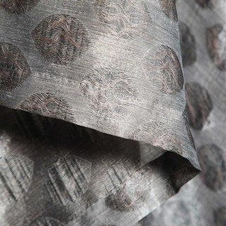 Ethereal Leaf Luxury Jacquard Coffee Brown Geometric Sheer Curtains 2