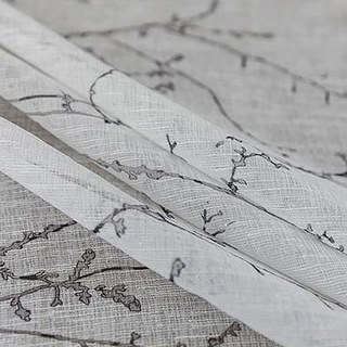 Inked Branches Black and White Abstract Floral Sheer Curtains 4
