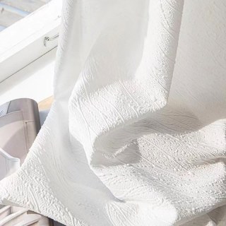 Autumn Days Leaf Patterned White Crushed Heavy Sheer Curtain