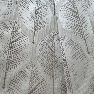 Leaf Dance Luxury Jacquard Shimmering Cream and Mocha Foliage Curtains 4