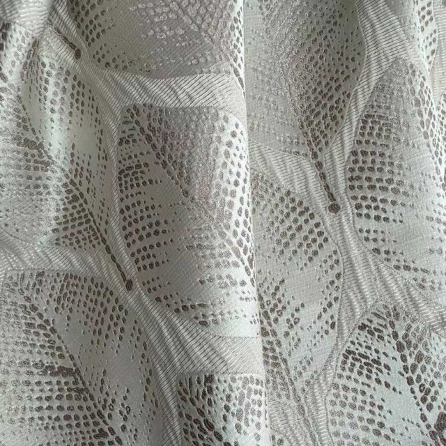 Leaf Dance Luxury Jacquard Shimmering Cream and Mocha Foliage Curtains 1