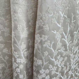 Cherry Blossoms Cream Floral Chenille Blackout Curtain 6