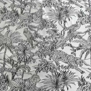 Jungle Jive Leopard and Parrot Silver and Black Blackout Curtains 4