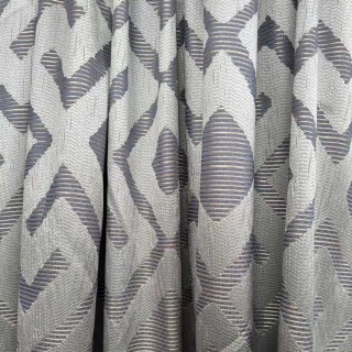Luxe Labyrinth Silver and Blue Geometric Curtains 1