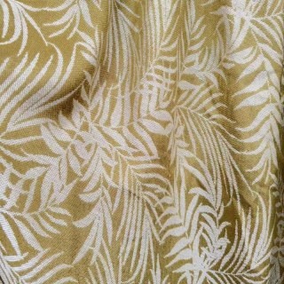 Tropical Breeze Jacquard Olive Green Linen Style Heavy Sheer Curtain 1