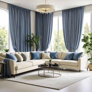 Fine Cadet Blue Velvet Curtain Drapes 3