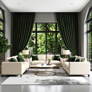 Fine Dark Green Matte Velvet Curtain 2