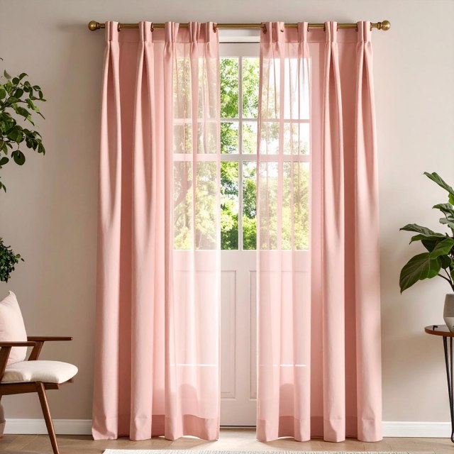 Luxe Pale Dusky Pink Sheer Curtain 1